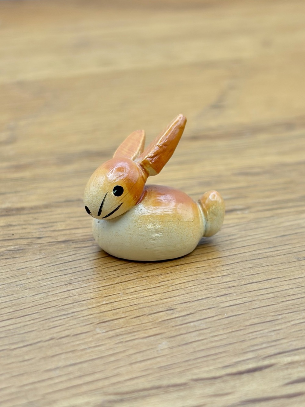 Vintage Handmade Wooden Bunny Rabbit Miniature Figure Tiny Trinket Figurine